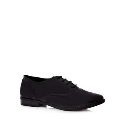 The Collection Black patent lace up flat shoes